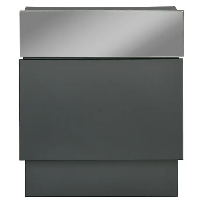 Briefkasten Quintus - L x B x H: 14,5 x 39,5 x 48 cm, Stahl, Grau, RAL 7016 - Vorderansicht