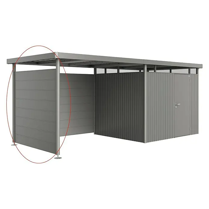 Biohort HighLine Seitenwand H3 - Quarzgrau Metallic - Diagonale Ansicht