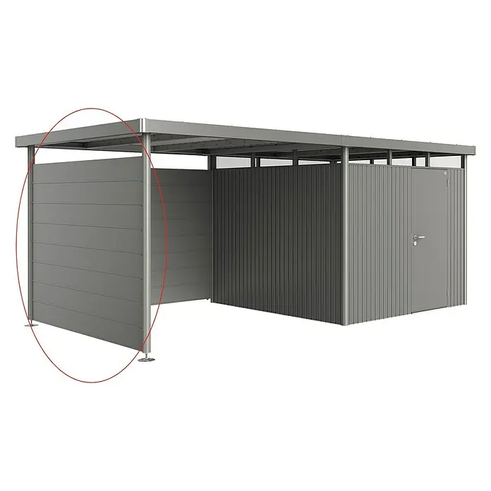 Biohort HighLine Seitenwand H4 - Quarzgrau Metallic - Diagonale Ansicht