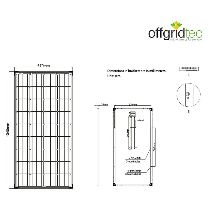 Offgridtec Solarmodul - 150 W, 12 V, Passend für: 12 V Systeme