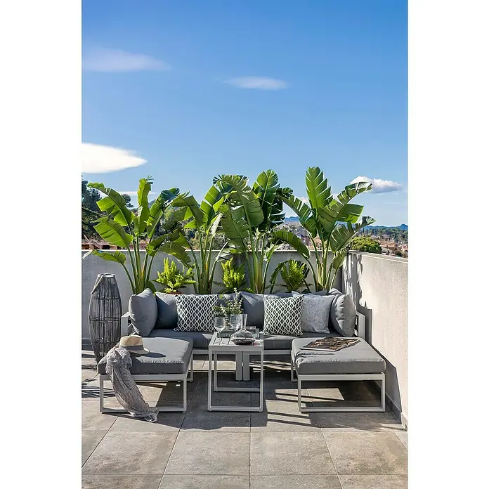 Sunfun Hannah Conjunto de muebles - 5 piezas, Textil, Gris, Gris claro - Foto ambiente