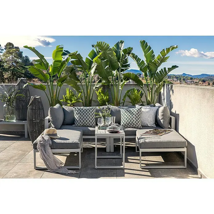 Sunfun Hannah Conjunto de muebles - 5 piezas, Textil, Gris, Gris claro - Foto ambiente