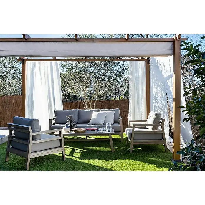 Sunfun Conjunto de muebles Bali - 4 piezas, Camel/Taupe - Foto ambiente