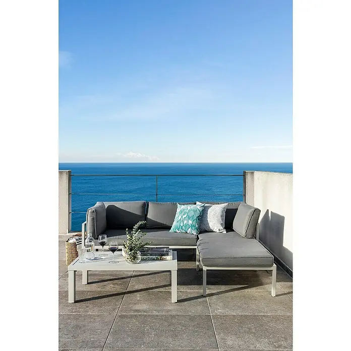 Sunfun Hannah Conjunto de muebles - 3 piezas, Aluminio, Gris claro - Foto ambiente