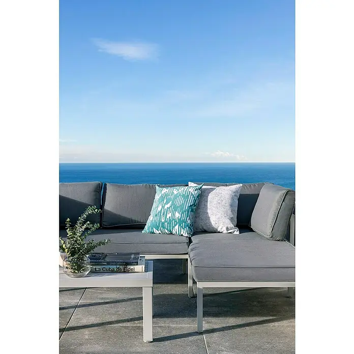 Sunfun Hannah Conjunto de muebles - 3 piezas, Aluminio, Gris claro - Foto ambiente