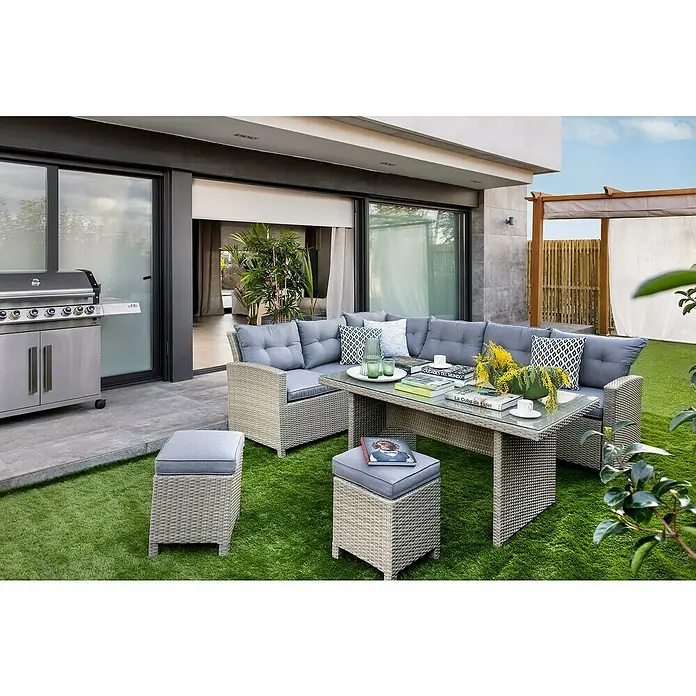 Sunfun Conjunto de muebles Silvana - 5 piezas, Gris, Antracita - Foto ambiente