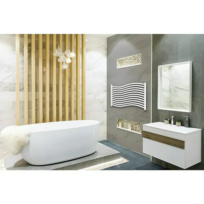 Cicsa Radiador toallero Onda - 120 x 50 cm, Cromo - Foto ambiente