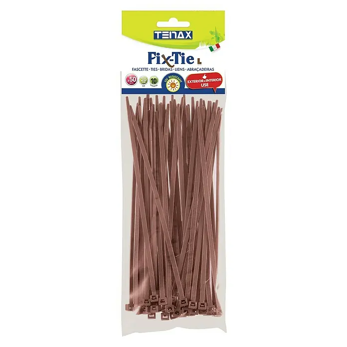 Set de bridas para cables - Largo: 20 cm, 50 uds., Marrón - Vista frontal