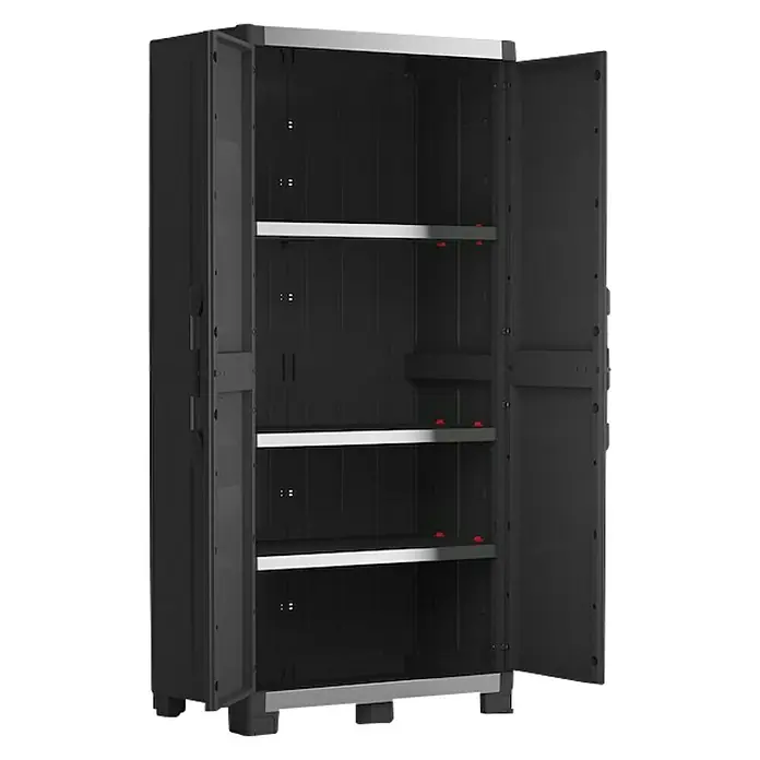 Keter Armario de PVC alto - L x An x Al: 54 x 89 x 188 cm, Capacidad de carga: 45 kg/balda - Vista angular