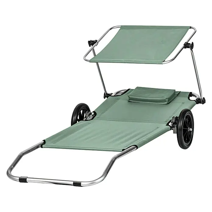 Campingliege - L x B x H: 145 x 62 x 60 cm, Desert Sage - Diagonale Ansicht