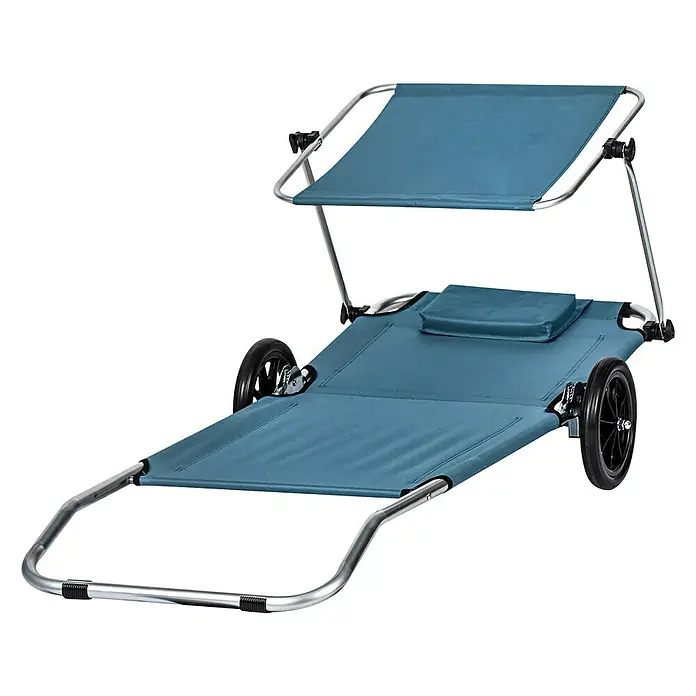 Campingliege - L x B x H: 145 x 62 x 60 cm, Ombre Blue - Diagonale Ansicht
