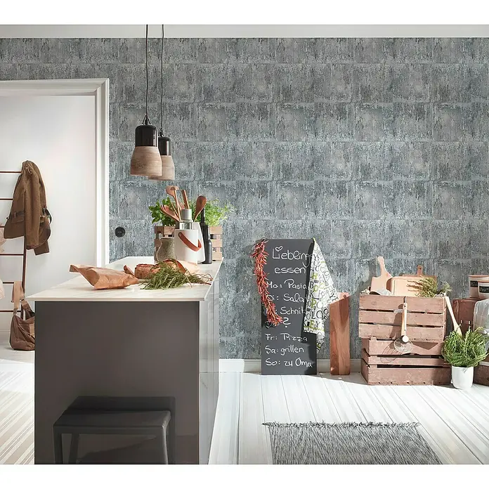 AS Creation Elements Vliestapete Rostoptik - Grau/Silber/Schwarz, Betonoptik, 10,05 x 0,53 m - Stimmungsaufnahme