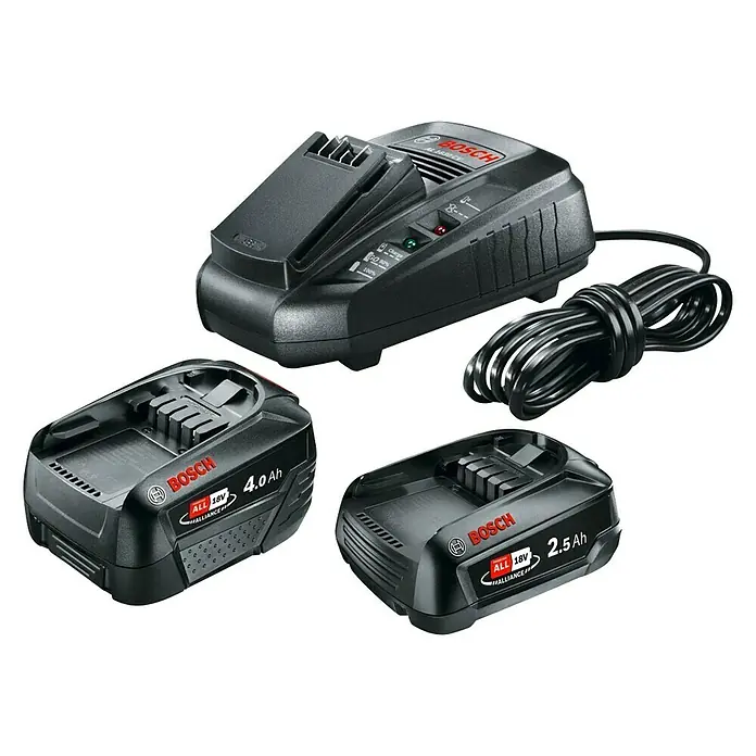 Bosch 18 V Power for All Starter-Set Pack&Go - 18 V, 2 Akkus, 2,5 Ah - 4 Ah - Diagonale Ansicht
