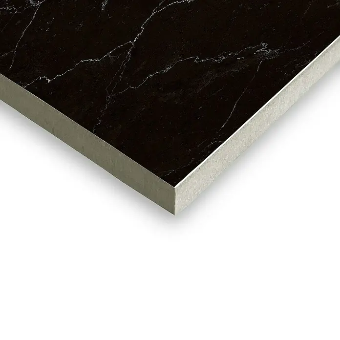 Feinsteinzeugfliese Sombra - 60 x 60 cm, Schwarz, Glänzend - Detailaufnahme