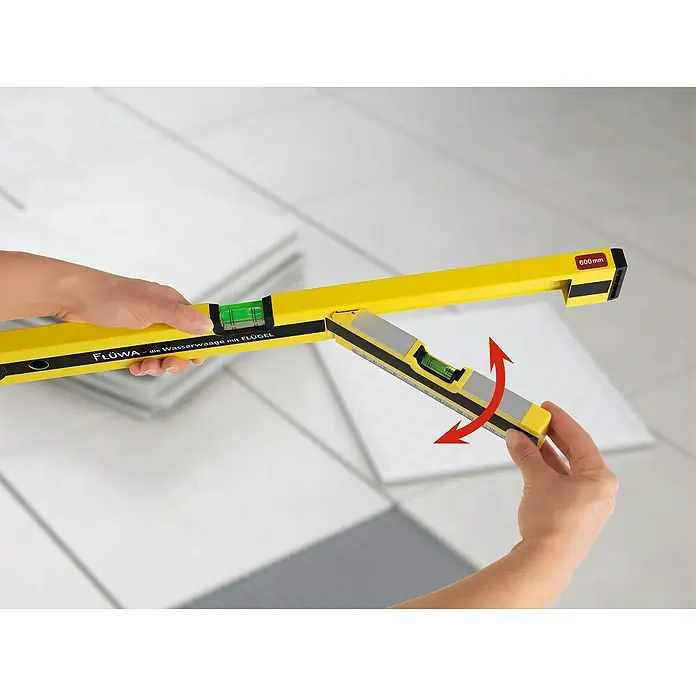 Flüwa Wasserwaage - Länge: 60 cm, Gelb/Schwarz, 16-cm-Lineal - Anwendungsbeispiel