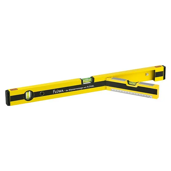 Flüwa Wasserwaage - Länge: 60 cm, Gelb/Schwarz, 16-cm-Lineal - Diagonale Ansicht