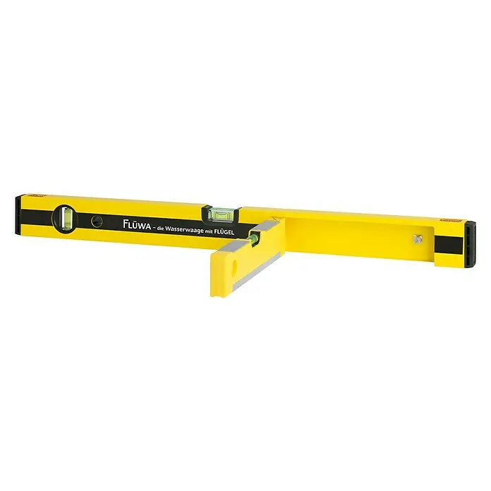 Flüwa Wasserwaage - Länge: 60 cm, Gelb/Schwarz, 16-cm-Lineal - Diagonale Ansicht