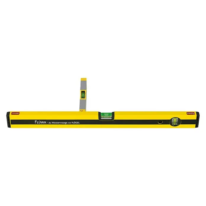 Flüwa Wasserwaage - Länge: 60 cm, Gelb/Schwarz, 16-cm-Lineal - Vorderansicht