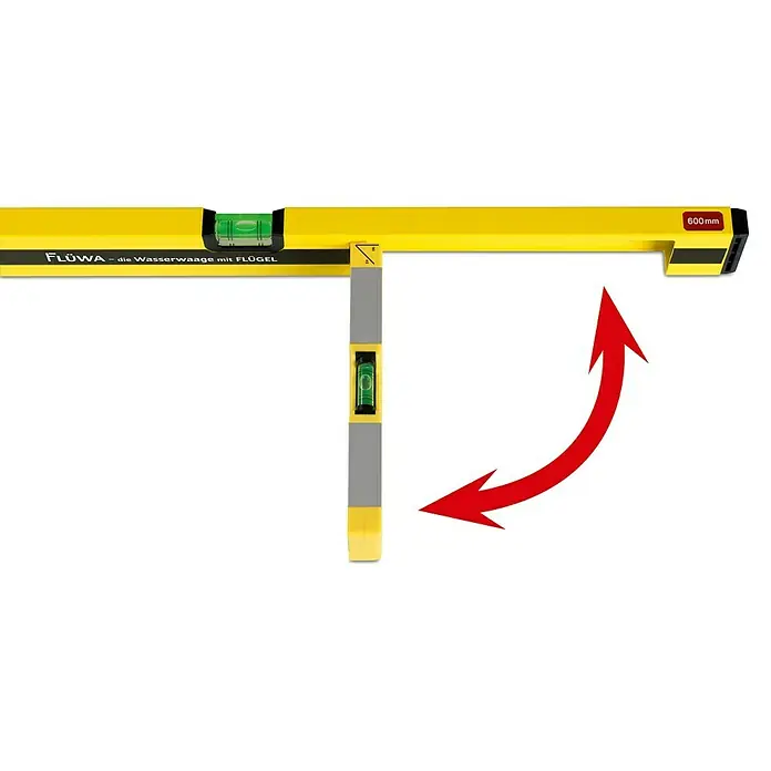 Flüwa Wasserwaage - Länge: 60 cm, Gelb/Schwarz, 16-cm-Lineal - Anwendungsbeispiel