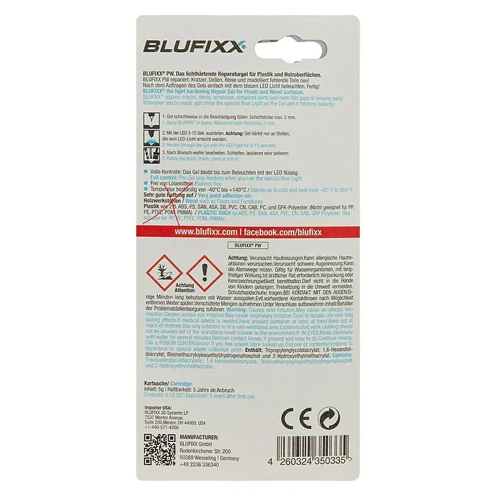 Blufixx Ersatzkartusche PW - Klar, 5 g, Holz/Kunststoff - Rückansicht