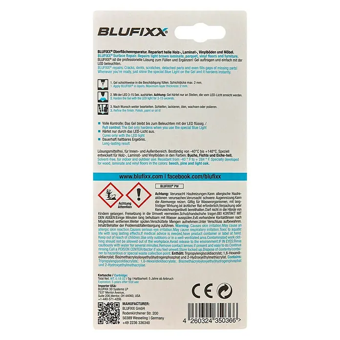 Blufixx Ersatzkartusche PW - Hellbraun, 5 g, Holz/Kunststoff - Rückansicht