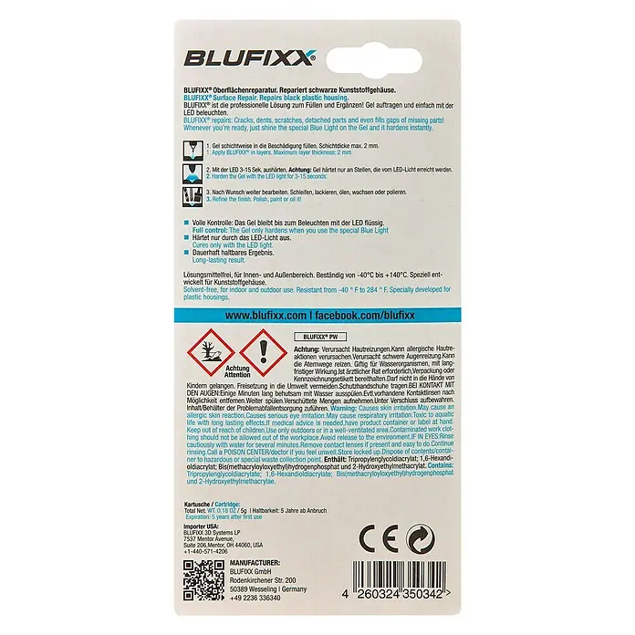 Blufixx Ersatzkartusche PW - Schwarz, 5 g, Holz/Kunststoff - Rückansicht