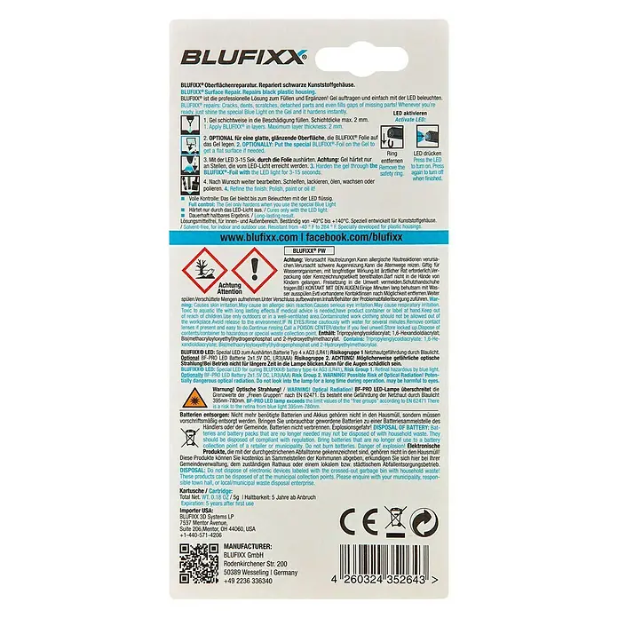 Blufixx Reparatur-Set Kunststoff - Schwarz, 5 g - Rückansicht