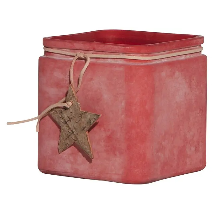 Vase Square Frost - L x B x H: 12 x 12 x 12 cm, Rot - Diagonale Ansicht