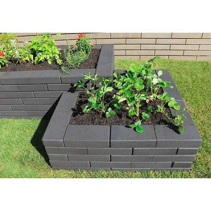 Betonski element za ogradu - 30 x 15 x 7,5 cm, Antracit, Beton - Živopisni prikaz