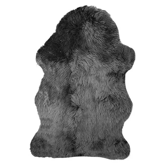 Deko-Lammfell - Grau, Länge: 90 cm - Ansicht von oben