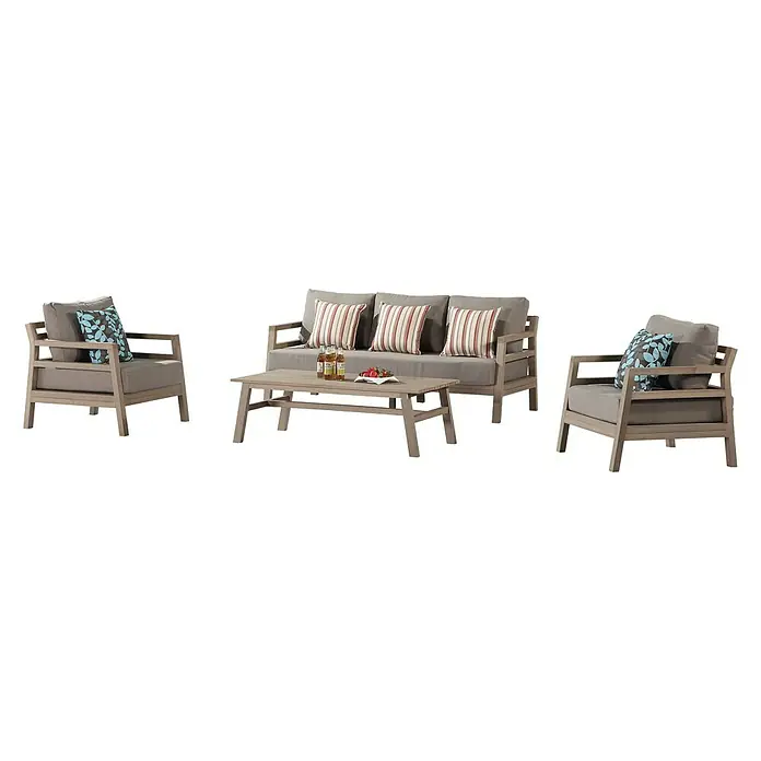 Sunfun Conjunto de muebles Bali - 4 piezas, Camel/Taupe - Vista angular