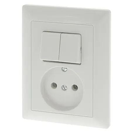 Jung AS 500 Combinatie wandcontactdoos/schakelaar zonder randaarde Dubbel