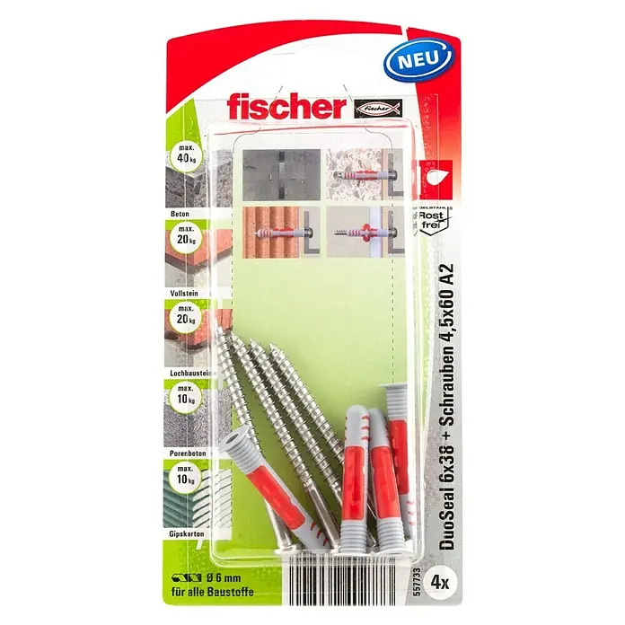 Fischer Universaldübel DuoSeal - Länge Dübel: 38 mm - Vorderansicht