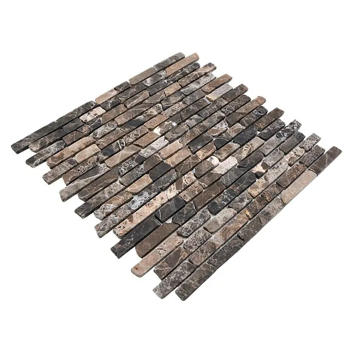 Mosaikfliese MOS BRICK 476 - 32,2 x 30,5 cm, Braun, Matt - Diagonale Ansicht