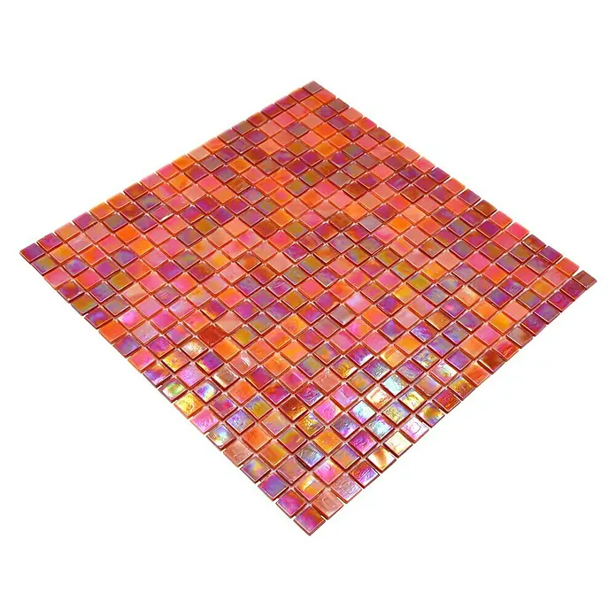 Mozaïektegel vierkant Mix GM MRY 933 - 31,7 x 31,7 cm, Rood, Glanzend - Diagonaal zicht
