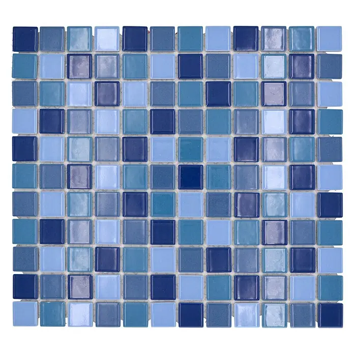 Mozaïektegel vierkant Classic mix JT 250 - 32,6 x 30 cm, Donkerblauw mix, Glanzend - Bovenaanzicht