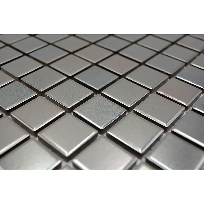 Mozaïektegel vierkant Classic MM Silver - 30 x 32,6 cm, Zilver, Glanzend - Close-up