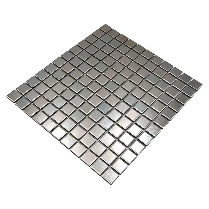 Mozaïektegel vierkant Classic MM Silver - 30 x 32,6 cm, Zilver, Glanzend - Diagonaal zicht