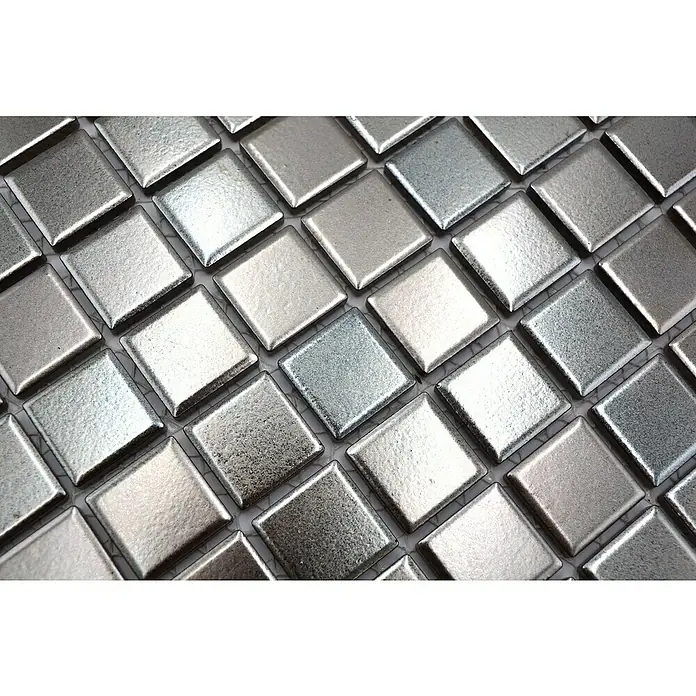 Mozaïektegel vierkant Classic MM Silver - 30 x 32,6 cm, Zilver, Glanzend - Close-up
