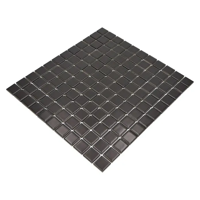 Mozaïektegel vierkant Uni M 892 - 32,6 x 30 cm, Zwart, Mat - Diagonaal zicht