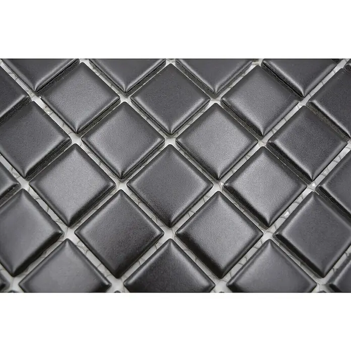 Mozaïektegel vierkant Uni M 892 - 32,6 x 30 cm, Zwart, Mat - Close-up