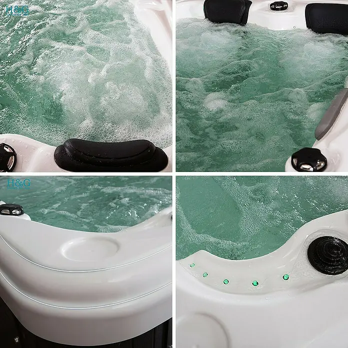 Home Deluxe Außen-Whirlpool Beach mit Treppe/ Thermoabdeckung - 210 x 155 x 83 cm, 1.200 l, Geeignet für: 2 Personen - Stimmungsaufnahme