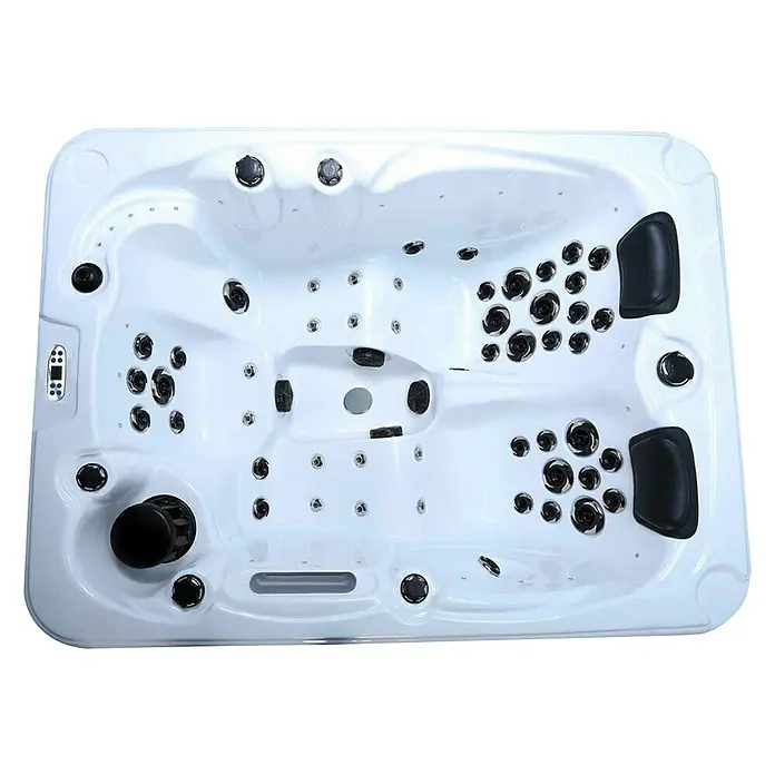 Home Deluxe Außen-Whirlpool Beach mit Treppe/ Thermoabdeckung - 210 x 155 x 83 cm, 1.200 l, Geeignet für: 2 Personen - Ansicht von oben