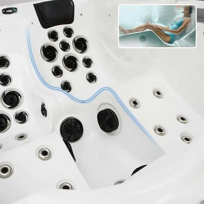 Home Deluxe Außen-Whirlpool Beach mit Treppe/ Thermoabdeckung - 210 x 155 x 83 cm, 1.200 l, Geeignet für: 2 Personen - Detailaufnahme
