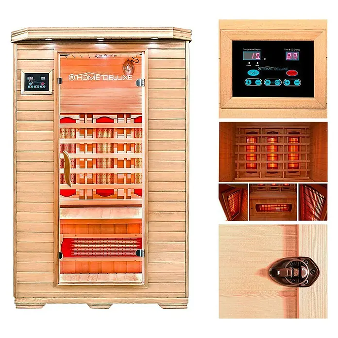 Home Deluxe Infrarotkabine Redsun M - 1.800 W, Ionisator, L x B x H: 105 x 120 x 190 cm - Vorderansicht
