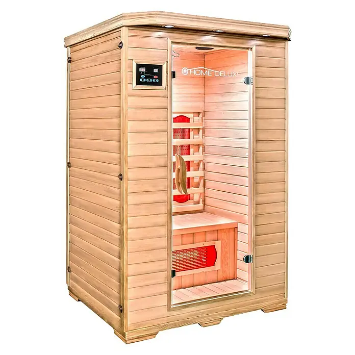 Home Deluxe Infrarotkabine Redsun M - 1.800 W, Ionisator, L x B x H: 105 x 120 x 190 cm - Diagonale Ansicht