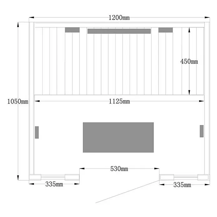 Home Deluxe Infrarotkabine Redsun Deluxe Plus - 1 Carbon-Flächenstrahler, L x B x H: 105 x 120 x 190 cm - Skizze