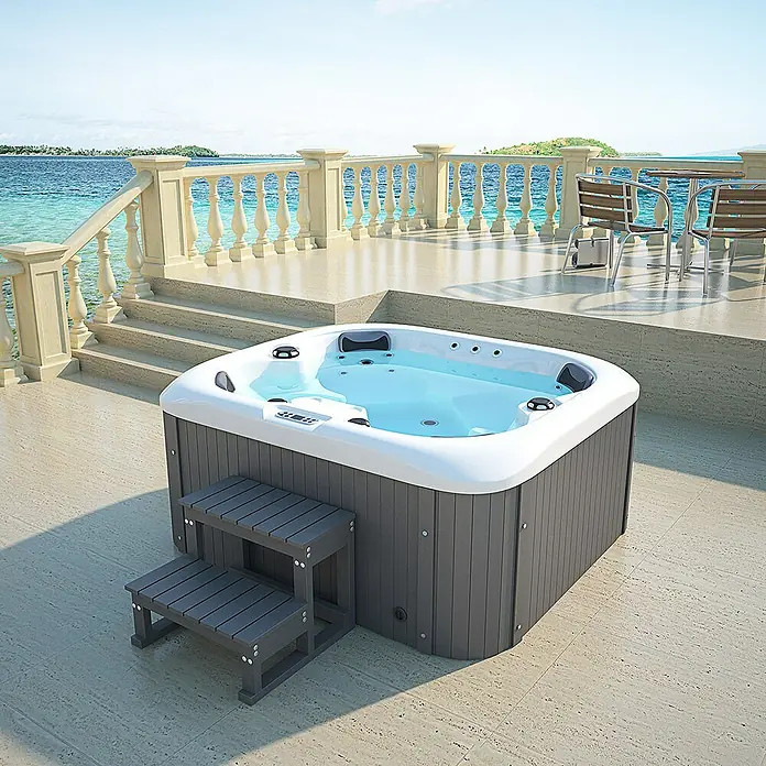 Home Deluxe Außen-Whirlpool Sea Star mit Treppe/ Thermoabdeckung - 180 x 160 x 79 cm, 850 l, Geeignet für: 4 Personen - Stimmungsaufnahme