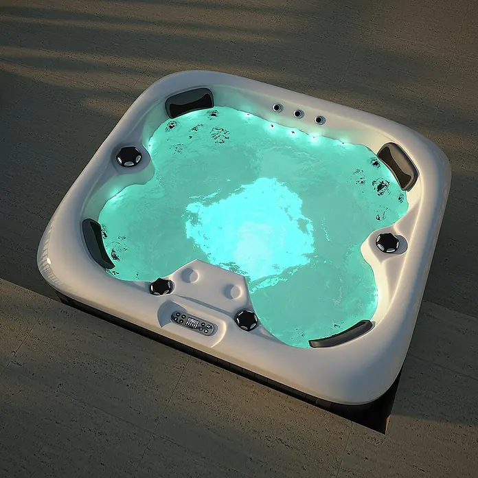 Home Deluxe Außen-Whirlpool Sea Star mit Treppe/ Thermoabdeckung - 180 x 160 x 79 cm, 850 l, Geeignet für: 4 Personen - Stimmungsaufnahme