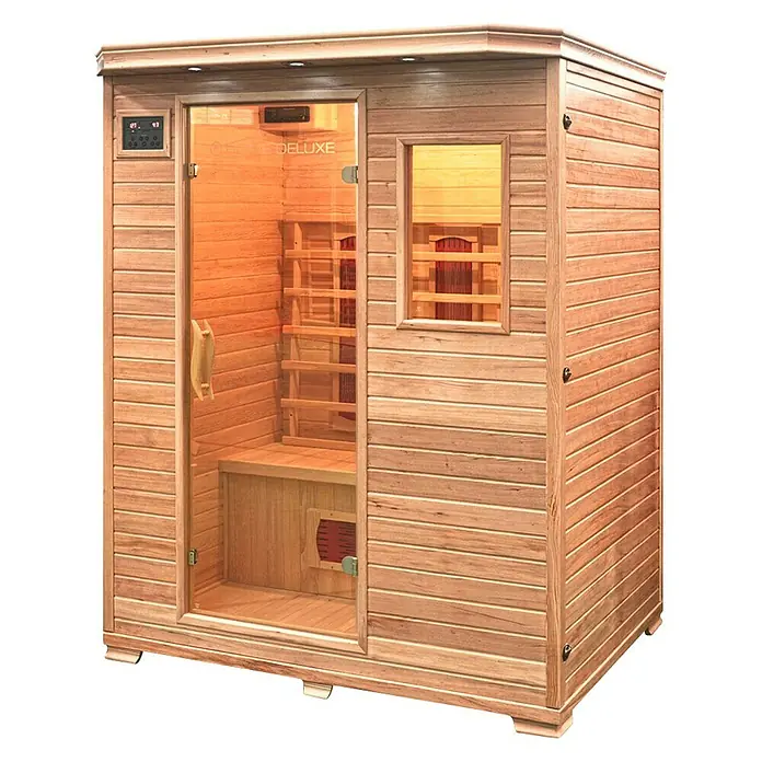 Home Deluxe Infrarotkabine Redsun - 2.100 W, Ablagefächer, L x B x H: 110 x 153 x 190 cm - Diagonale Ansicht